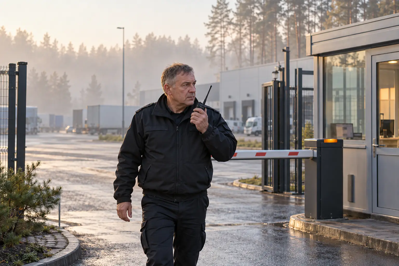 Apsargs ar rāciju rīta apgaitā pie loģistikas parka vārtiem